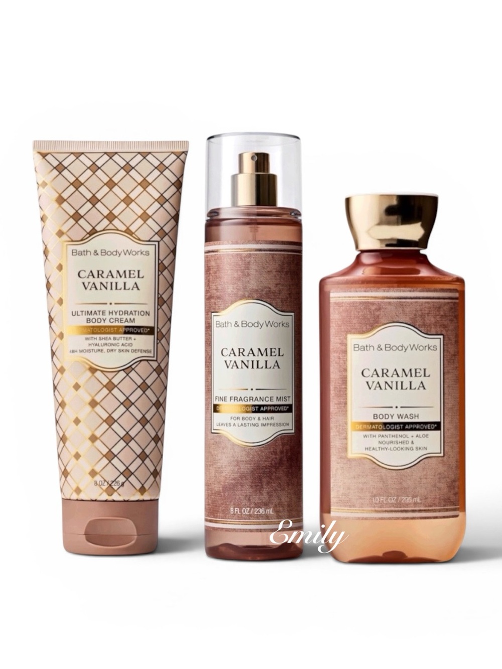 NEW! Bath & Body Works CARAMEL VANILLA Body Care Trio